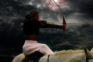 Galayne Firing Arrow Mounted on Drayla - Submitted by Moon's View Productions